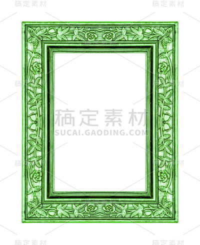 复古金玫瑰框架孤立在白色背景，剪切路径