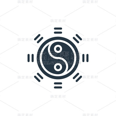 阴阳图标。字形阴阳图标用于网站设计和移动，应用程序开发，打印。阴阳图标从充满中国新年收集孤立的白色背