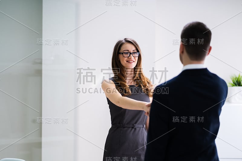 女商人与合伙人握手