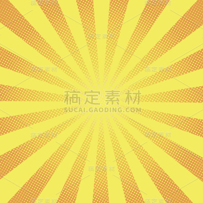 复古光线漫画黄色背景光栅渐变半色调波普艺术风格