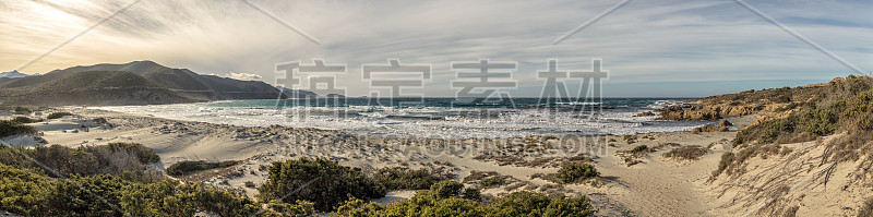 科西嘉Ostriconi海滩全景