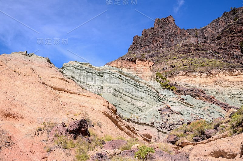 大加纳利岛的火山岩玄武岩地层