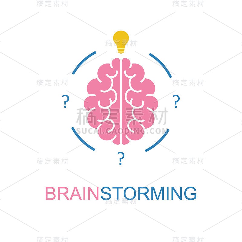 头脑风暴，想法，创造力和图标。向量