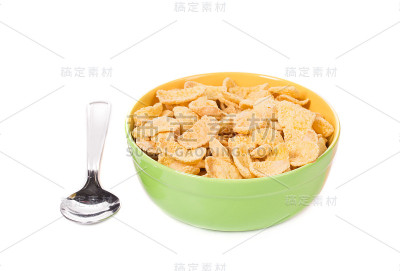 绿碗玉米片。