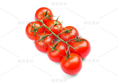 很多有机的，多汁的，新鲜的，健康的鲜红色西红柿，孤立在白色的背景上。蔬菜。