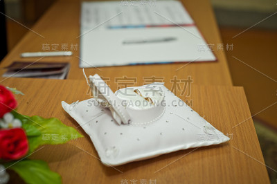 盒子里的结婚戒指。