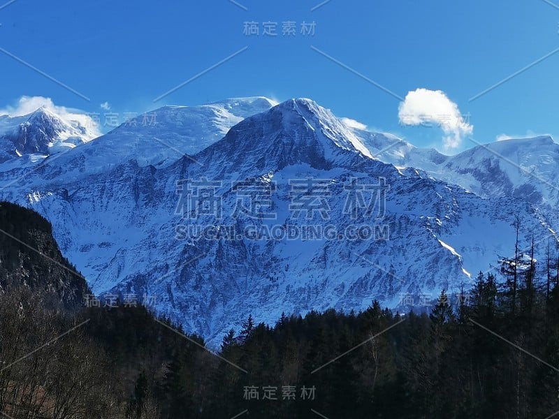 法国夏蒙尼，勃朗山，高山，滑雪，滑雪板，旅游，旅游，度假，美丽的雪冬天