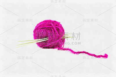 模仿一幅画。油漆。呈现。带辐条的线球
