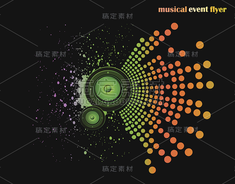 一种音乐活动的宣传单，显示一个扬声器发出颜色