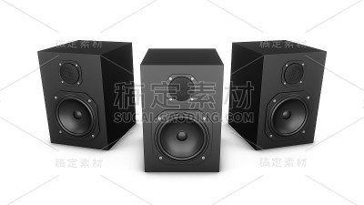 3D渲染扬声器孤立在白色背景上