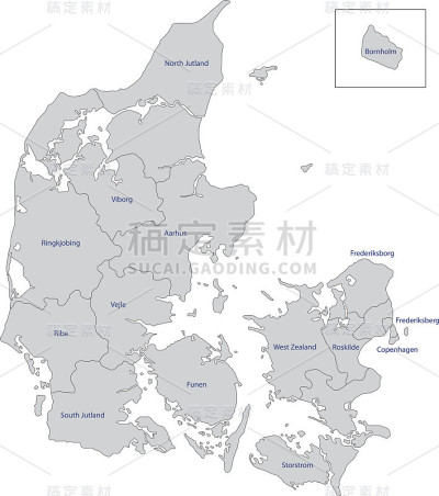 灰色的丹麦地图