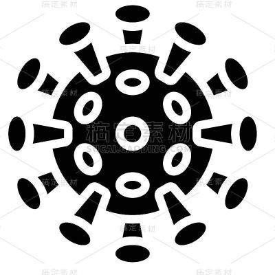 病毒或细菌矢量插图，固体样式图标