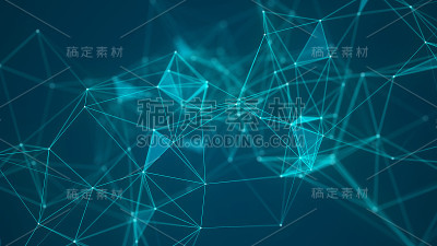 抽象的技术背景。蓝色背景上的网络连接结构。3 d渲染。