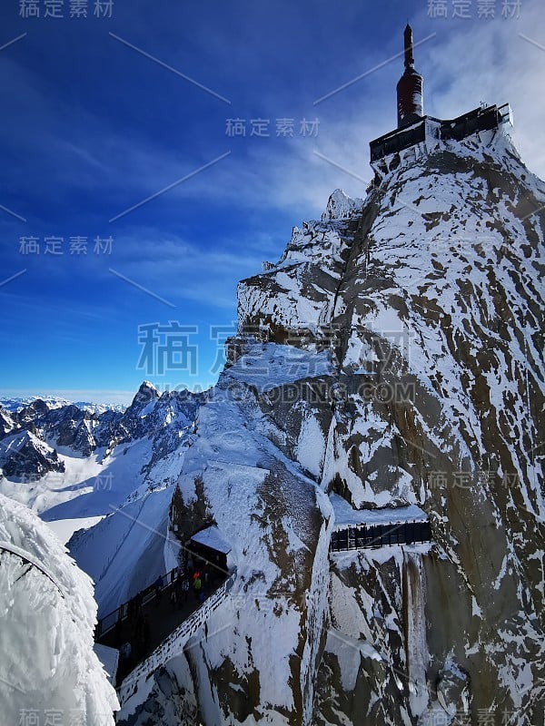 Chamonix Aiguille du midi法国勃朗山山脉滑雪滑雪单板滑雪