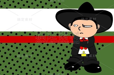 小朋友墨西哥流浪乐队卡通表情卡
