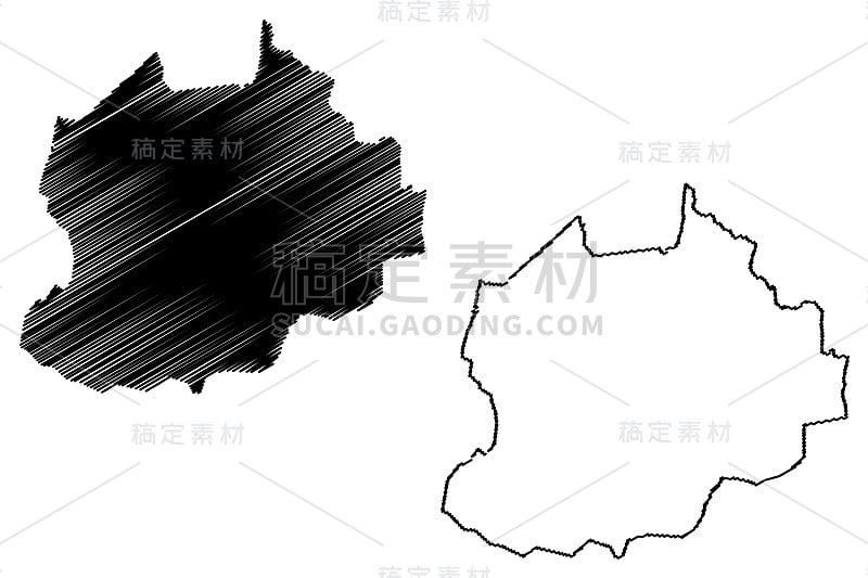 西北地区(喀麦隆地区，喀麦隆共和国)地图矢量图，草稿示意图西北地区地图