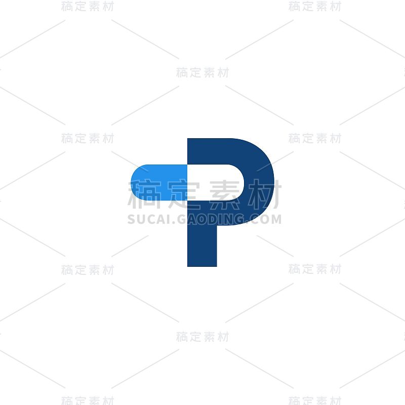 P字母药丸矢量图标插图