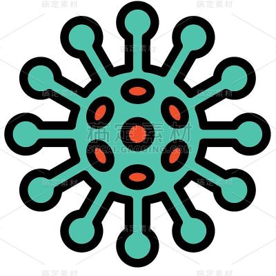 病毒或细菌矢量插图，填充样式图标
