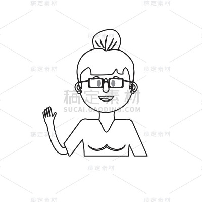 戴着眼镜、梳着发型的老妇人