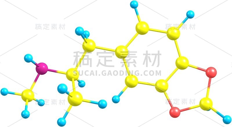 摇头丸分子结构孤立于白色