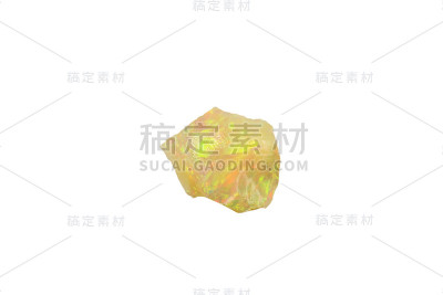 蛋白石，原石在白色背景上切割