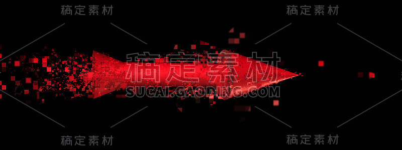 3D渲染红箭在黑暗中飞行