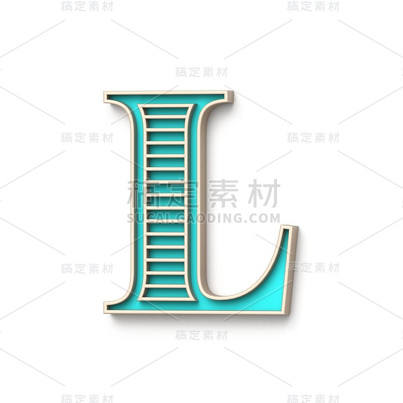 经典老式字体字母L 3D