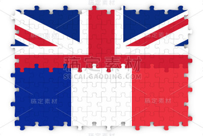 英国和法国国旗拼图