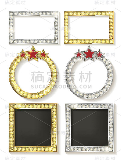 大套复古的框架与发光的灯
