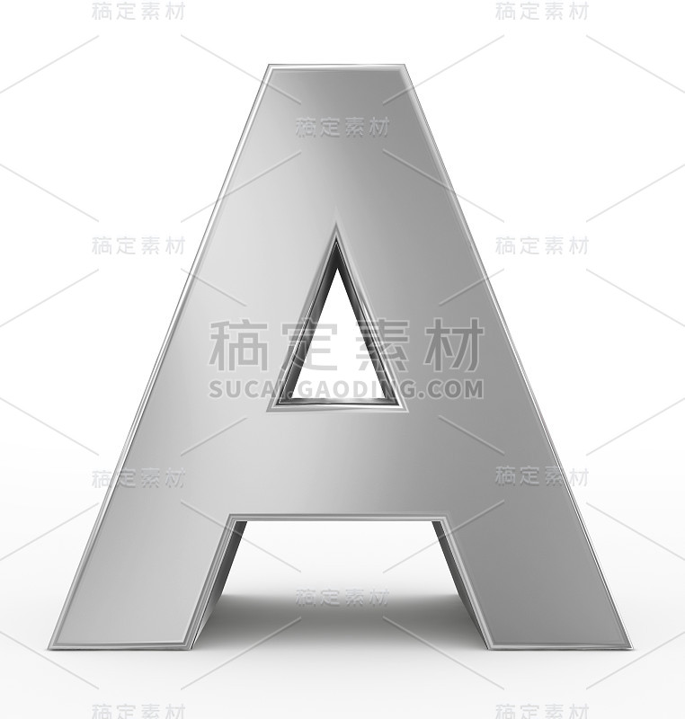 字母A 3d银孤立在白色