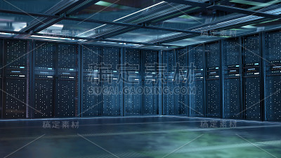 服务器室或服务器计算机。3 d渲染。