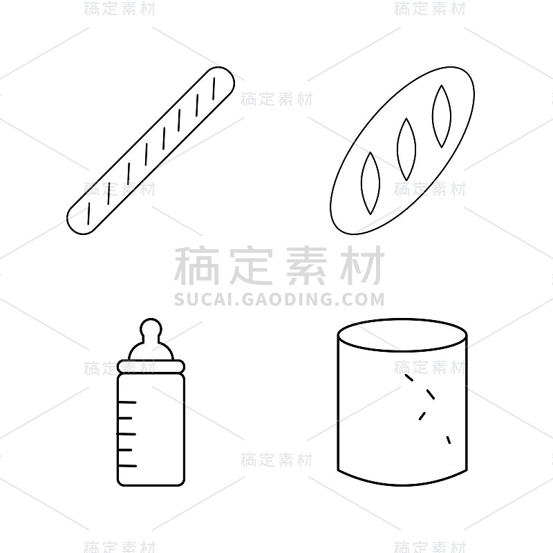 食物和饮料线性图标设置