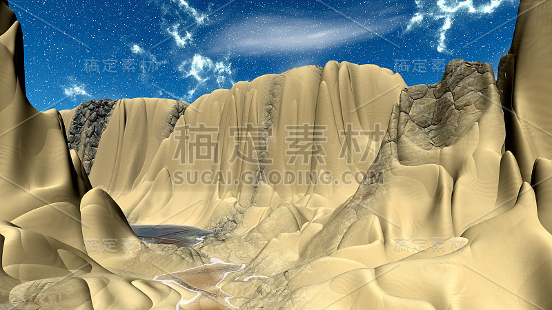 Alien Planet. Mountain. 3D rendering