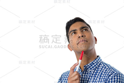 白色背景上的体贴男人