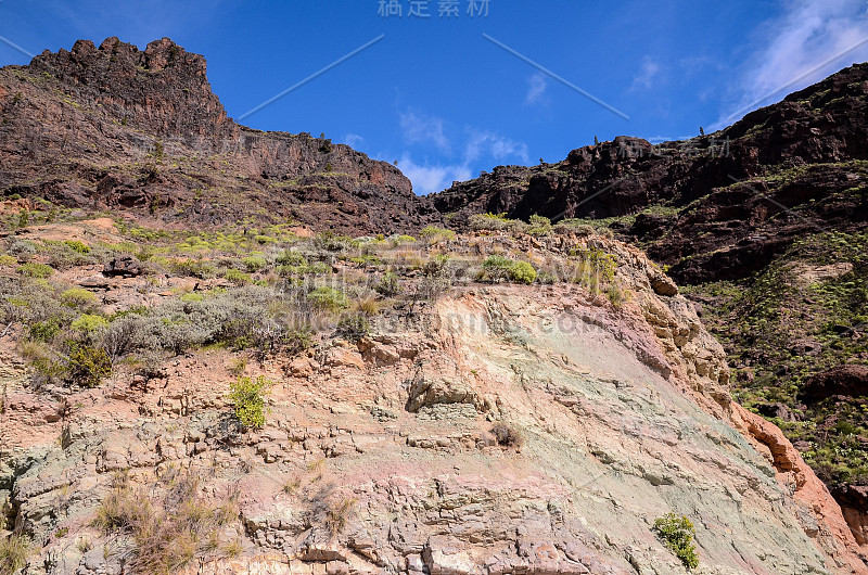 大加纳利岛的火山岩玄武岩地层