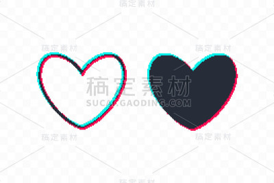 像素心线图标，标志，符号，标志。三色符号矢量插图