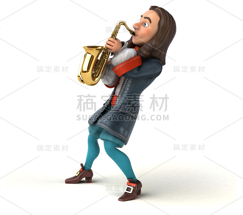 3D插图的卡通人在历史巴洛克服装