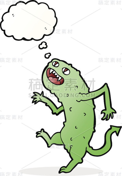 带有思想泡泡的卡通怪物
