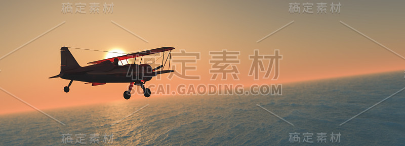 空中的旧飞机