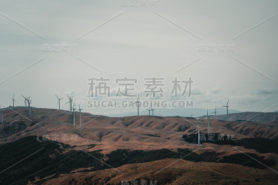 风景与风力涡轮机农场在惠灵顿
