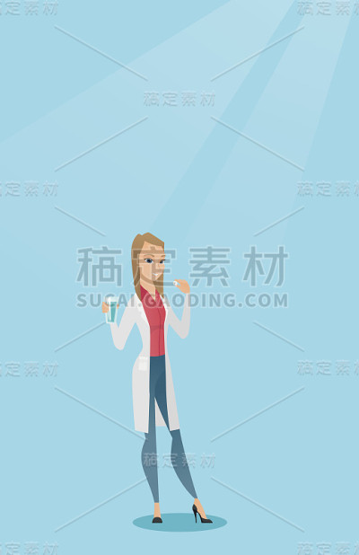 年轻的白人医生在吃药