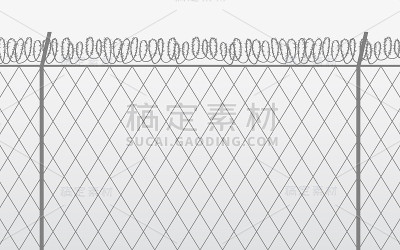 铁丝网栅栏在灰色背景上的平面图标设计