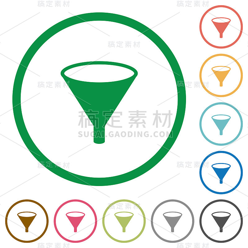 带有轮廓的漏斗平面图标