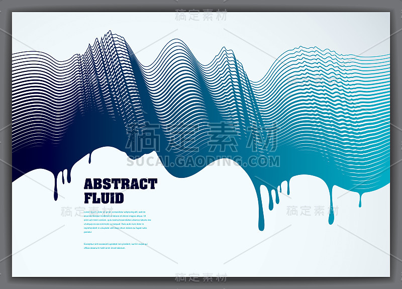 列向量波背景流体流动。3d动态条纹运动艺术。线条纹理，动态表面，曲线线条，流动形状。