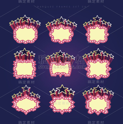 复古照明电影字幕矢量集