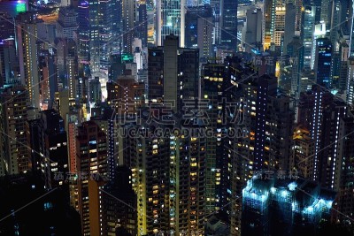 香港的摩天大楼从维多利亚山顶