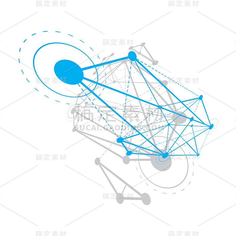 抽象几何三维面形物体，现代数字技术和科学主题矢量背景。新技术说明。