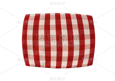红色格子枕头孤立在白色