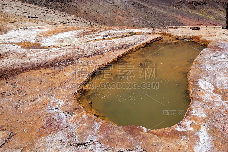 阿根廷阿塔卡马Puna de Atacama的Antofalla火山带的Botijuela间歇泉