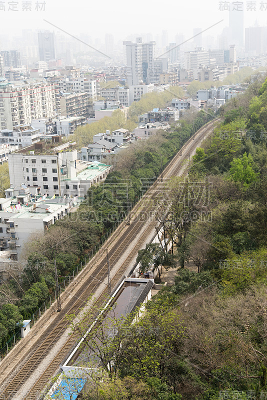 有铁路的中国城，鸟瞰